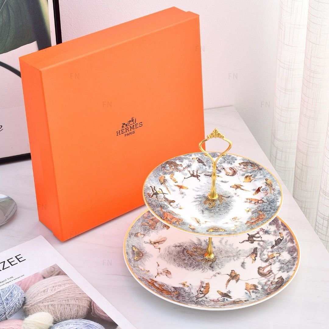 Hermes sweet serving tray Carnets D Equateur Bird and tiger  - Hermes Tray | Aleppo Gift UAE